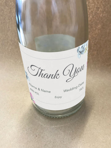 WD06 - Personalised Wedding Floral Designed Bottle Label
