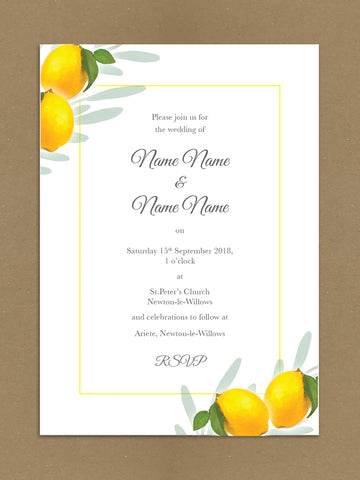 WD14 - Personalised Wedding Fresh Lemon Themed Invitations