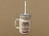 WM03 - Personalised Party Harder Mason Jar with Lid & Straw