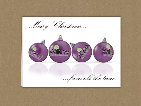 Christmas Cards for Business or Home with Personalised Reflecting Baubles