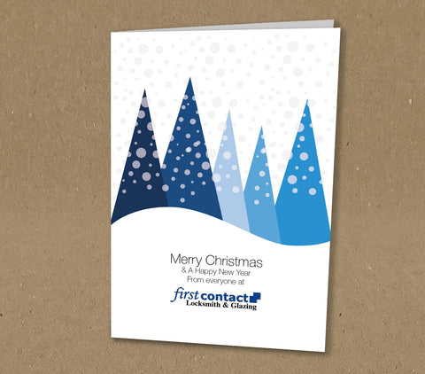 Christmas Cards for Business with Personalised Christmas Trees with Company Logo