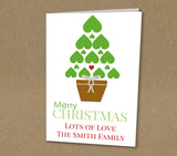 Christmas Cards for Business or Family with Heart & Tree Design with Logo or Name