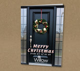 Christmas Cards for Business & Home, Black Door with Wreath & Personal Message