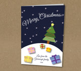 Christmas Cards for Business & Home, Personalised Fun, Colourful Scene with Presents