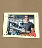 Christmas Cards for Business or Home with Your Photo in Cream, Gold & Red Border