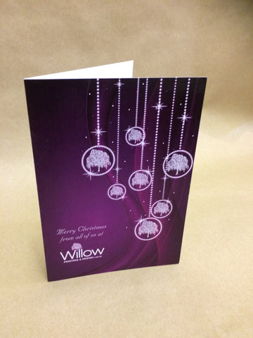 Christmas Cards for Business or Home with Diamond Bauble with Logo & Message
