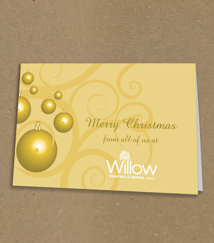 Christmas Cards for Business & Home, Gold Swirls with Personal Message