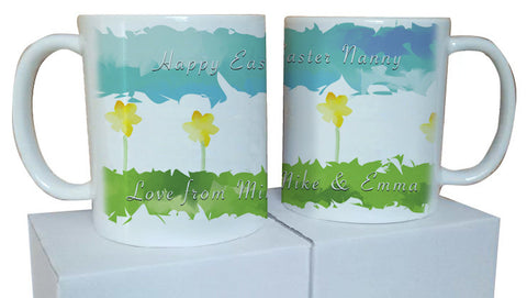 EA10 - Personalised Aztec Easter Daffodil Mug & White Box