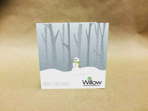 Christmas Cards for Business or Family with Lonely Snowman with Personal Message