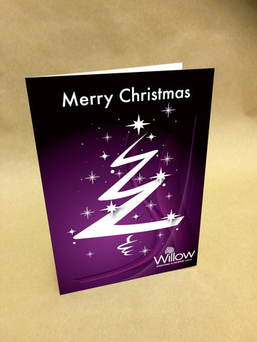 Christmas Cards for Business with Sparkly Tree design with Company Name & Logo