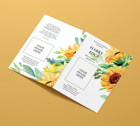 Funeral Order of Service in Yellow Sunflower Design