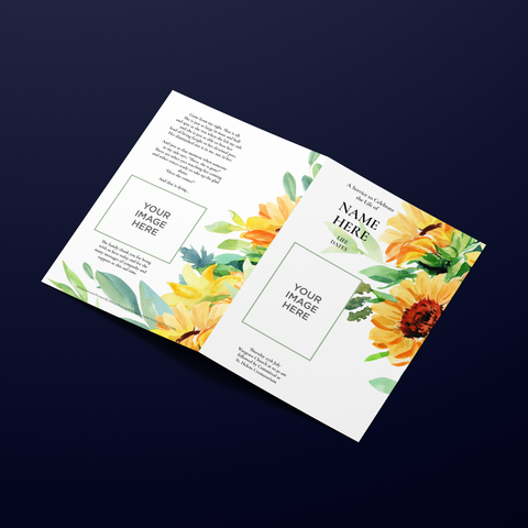 Funeral Order of Service in Yellow Sunflower Design