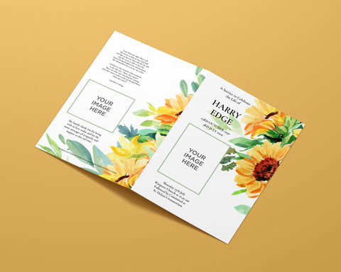 Funeral Order of Service in Yellow Sunflower Design