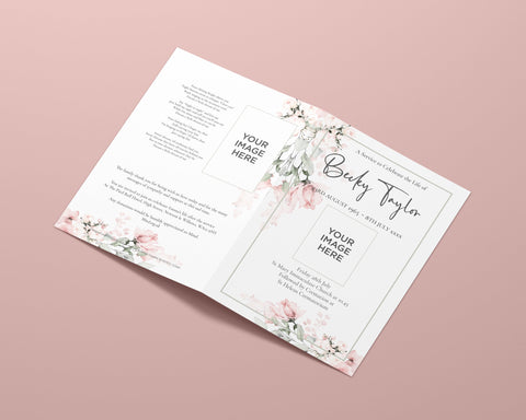 Funeral Order of Service in Pink Flowers design