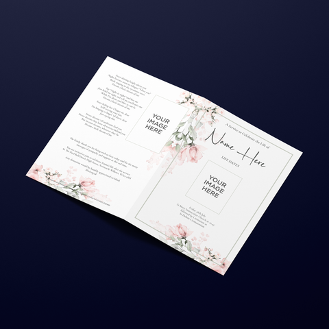 Funeral Order of Service in Pink Flowers design