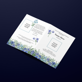 Funeral Order of Service in Blue and Purple Flower Design