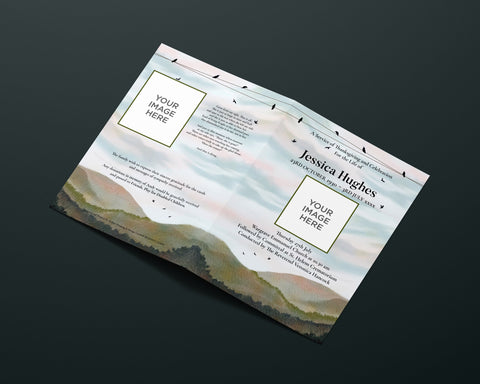 Funeral Order of Service in Sky and Birds design