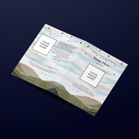 Funeral Order of Service in Sky and Birds design