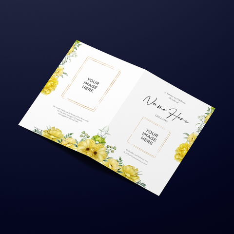 Funeral Order of Service in Yellow Rose Flowers Design