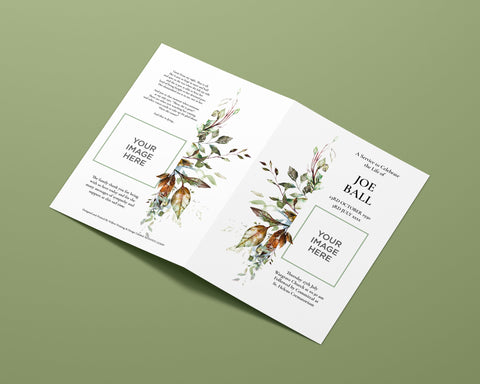 Funeral Order of Service in Colourful Leaves Design