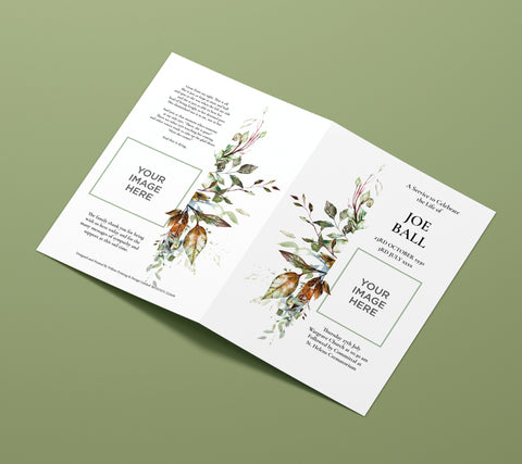 Funeral Order of Service in Colourful Leaves Design