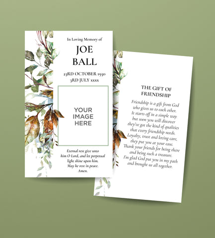 Funeral Order of Service Remembrance Cards in Colourful Leaves Design