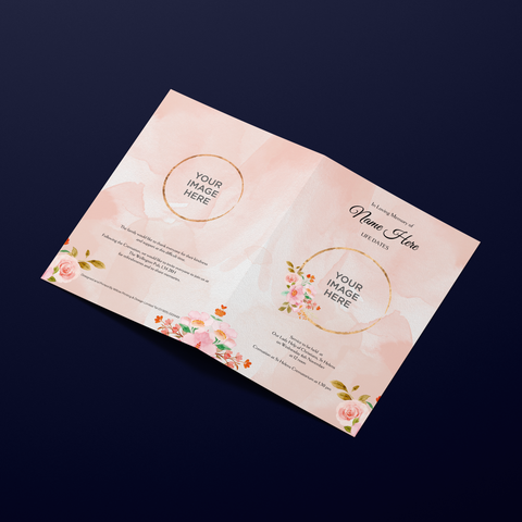 Funeral Order of Service in Pink Watercolour Flowers