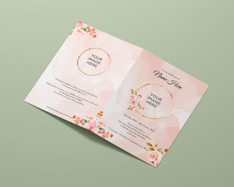 Funeral Order of Service in Pink Watercolour Flowers
