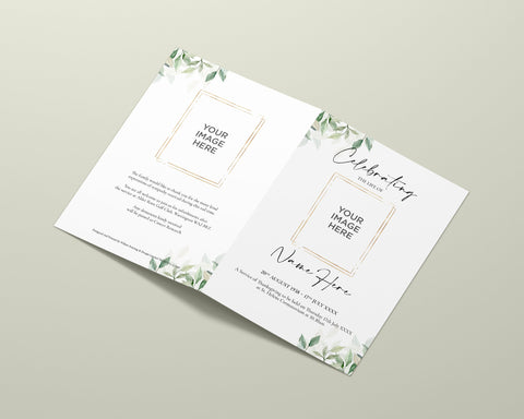 Funeral Order of Service in Eucalyptus Leaves