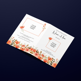 Funeral Order of Service in Orange Watercolour Flowers