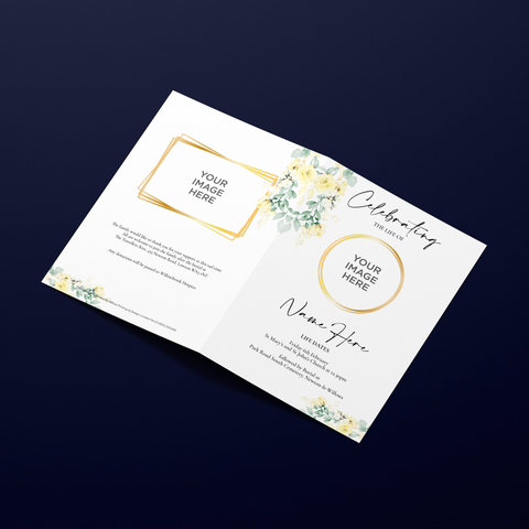 Funeral Order of Service in Yellow Watercolour Flowers