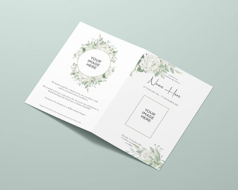 Funeral Order of Service in White Roses