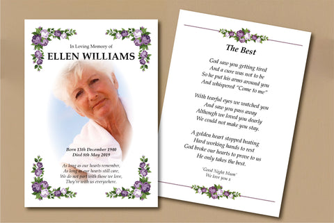 Funeral Order of Service Remembrance Cards - Floral Design