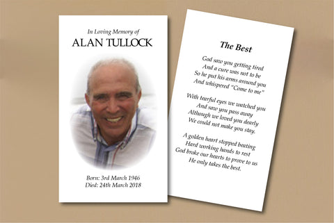 Funeral Order of Service Remembrance Cards - Colour Photo Design
