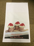 Personalised Your Photo Tea Towel with Added Santa Sacks for the unique Christmas gift