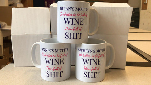 Motto it's better to be Full of Wine, Vodka or Gin than shit Personalised Mug & White Box