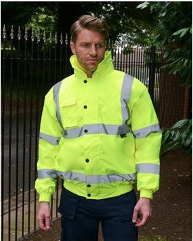 Promotional Branded Company Hi Vis Bomber Jacket, personalised with company details