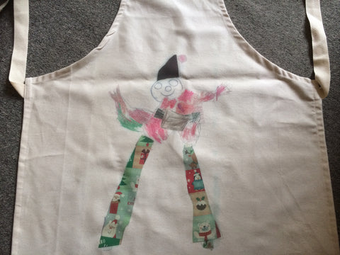 Personalised Adult & Child Apron with Child's Drawing for School or Nursery Christmas Fundraising