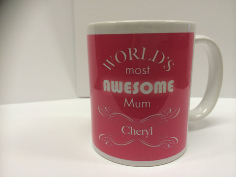 MO01 - World's Most Awesome Mum Personalised Mug & White Gift Box