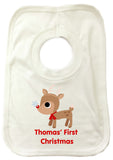BB01 - Cute Reindeer First Christmas Personalised Baby Vest