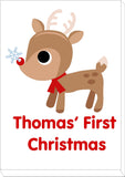 BB01 - Cute Reindeer First Christmas Personalised Print