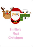 BB02 - Cute Christmas Personalised Reindeer, Santa and Snowman Christmas Print