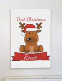 BB04 - Santa's Reindeer First Christmas Personalised Canvas Print