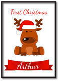 BB04 - Santa's Reindeer First Christmas Personalised Print