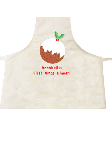 Baby's First Christmas Pudding Personalised Apron
