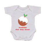 BB05 - Baby's First Christmas Pudding Personalised Baby Vest