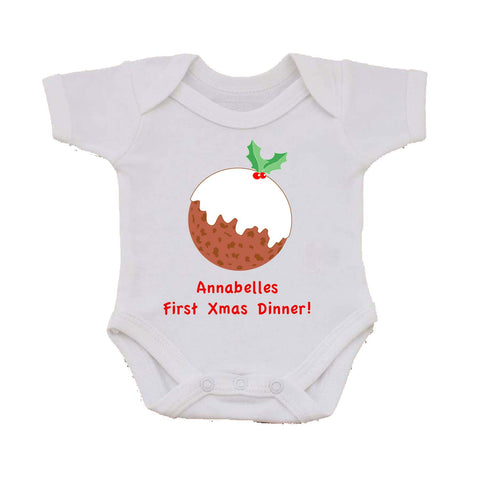 BB05 - Baby's First Christmas Pudding Personalised Baby Vest