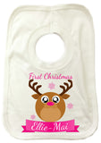 BB06 - Starry Eyed Cute Santa's Reindeer Personalised Christmas Baby Vest