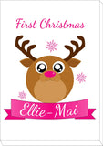 BB06 - Starry Eyed Cute Santa's Reindeer Personalised Christmas Print