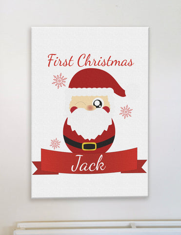 Cute Santa's First Christmas Personalised Canvas Print